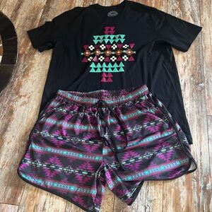 Black Geometric Short Sleeve Tee